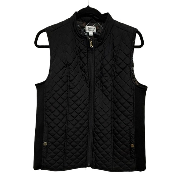 Kim Roger's Solid Black Everyday Quilt Vest Puffer Vest Size Medium - Picture 1 of 6